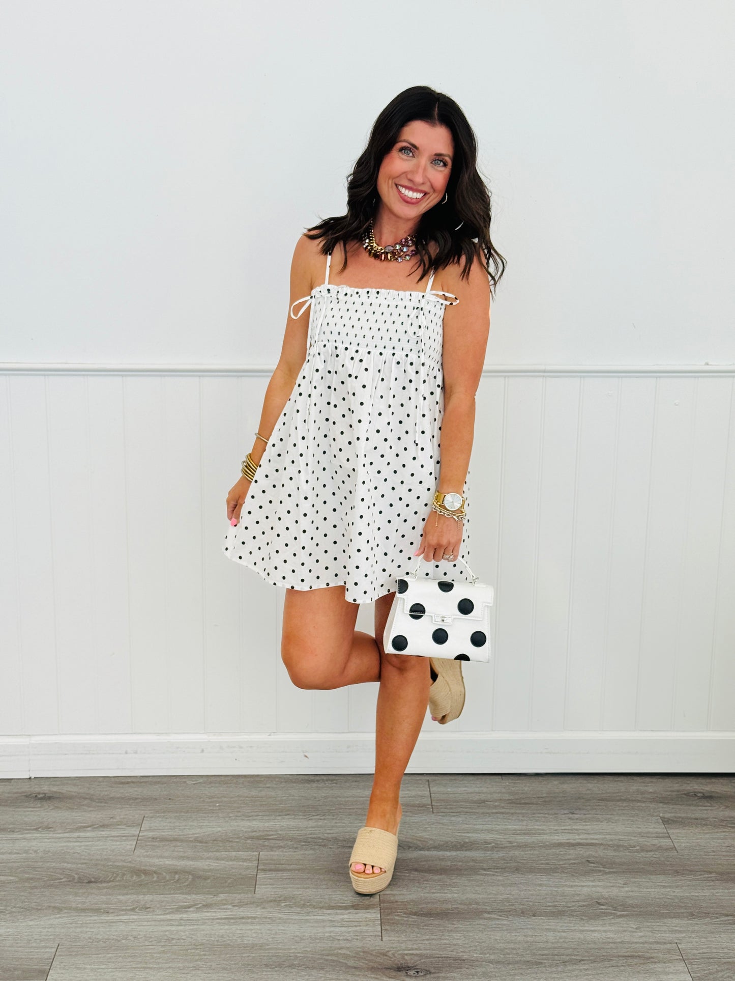 Mandy Ivory Polka Dot Tunic/Mini Dress (Reg.)