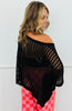 Black Open Knit Batwing Top (Reg. and Plus)