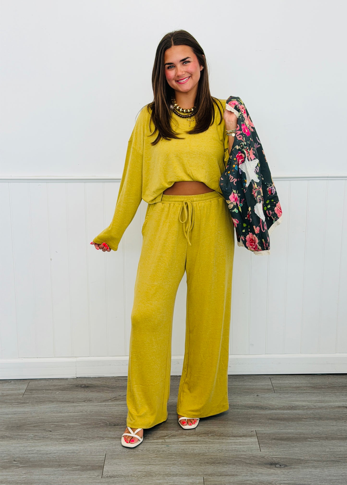 Golden Lime Long Sleeve Knit Top & Pants Set (Reg.)