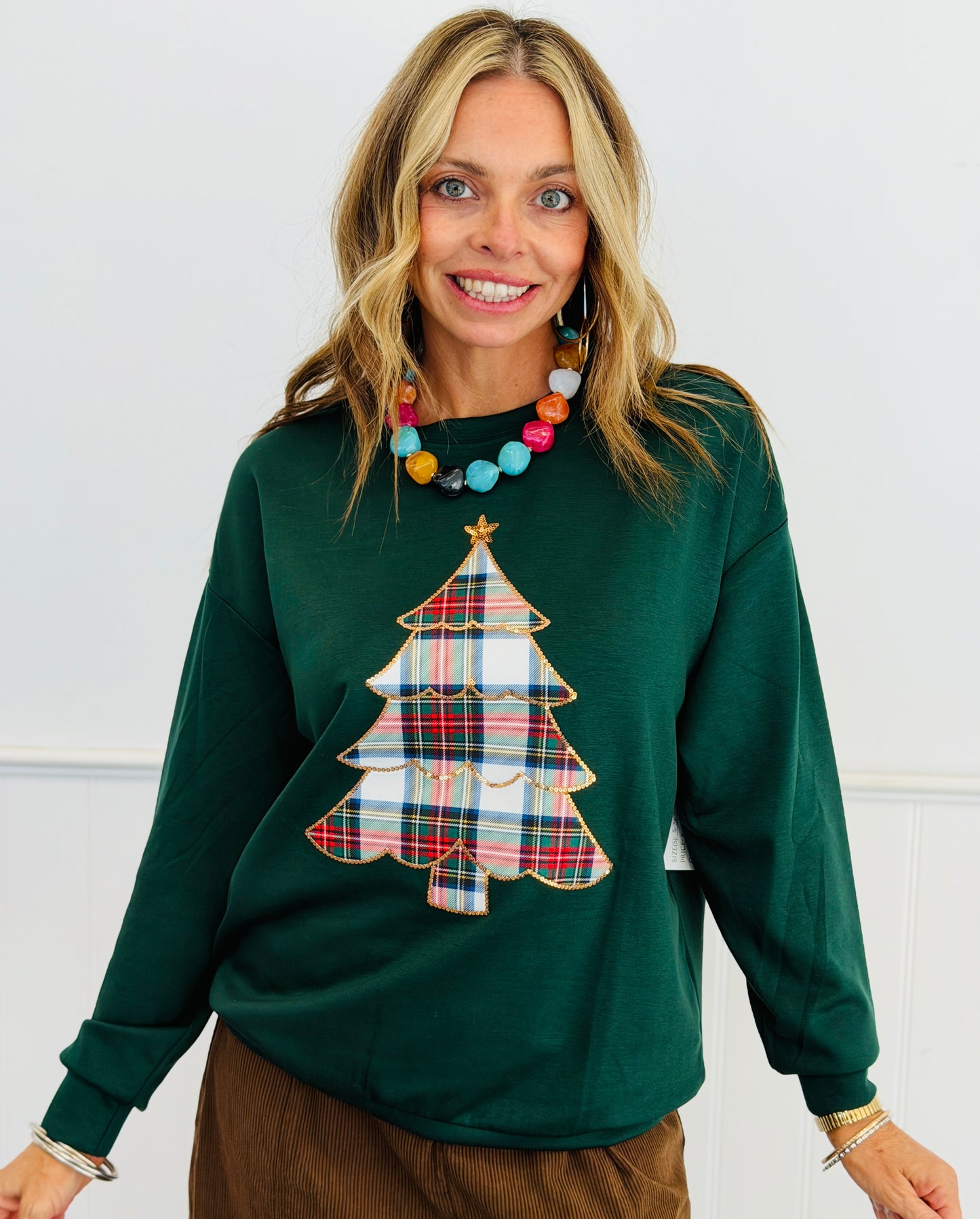 Plaid Christmas Tree Pullover (Reg. and Plus)