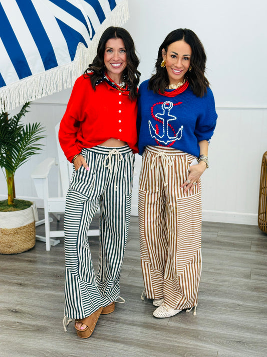 Mixed Stripe Parachute Pants (Reg.)-2 Colors