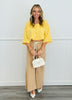 Yellow Boxy Knit Short Sleeved Cardigan (Reg.)