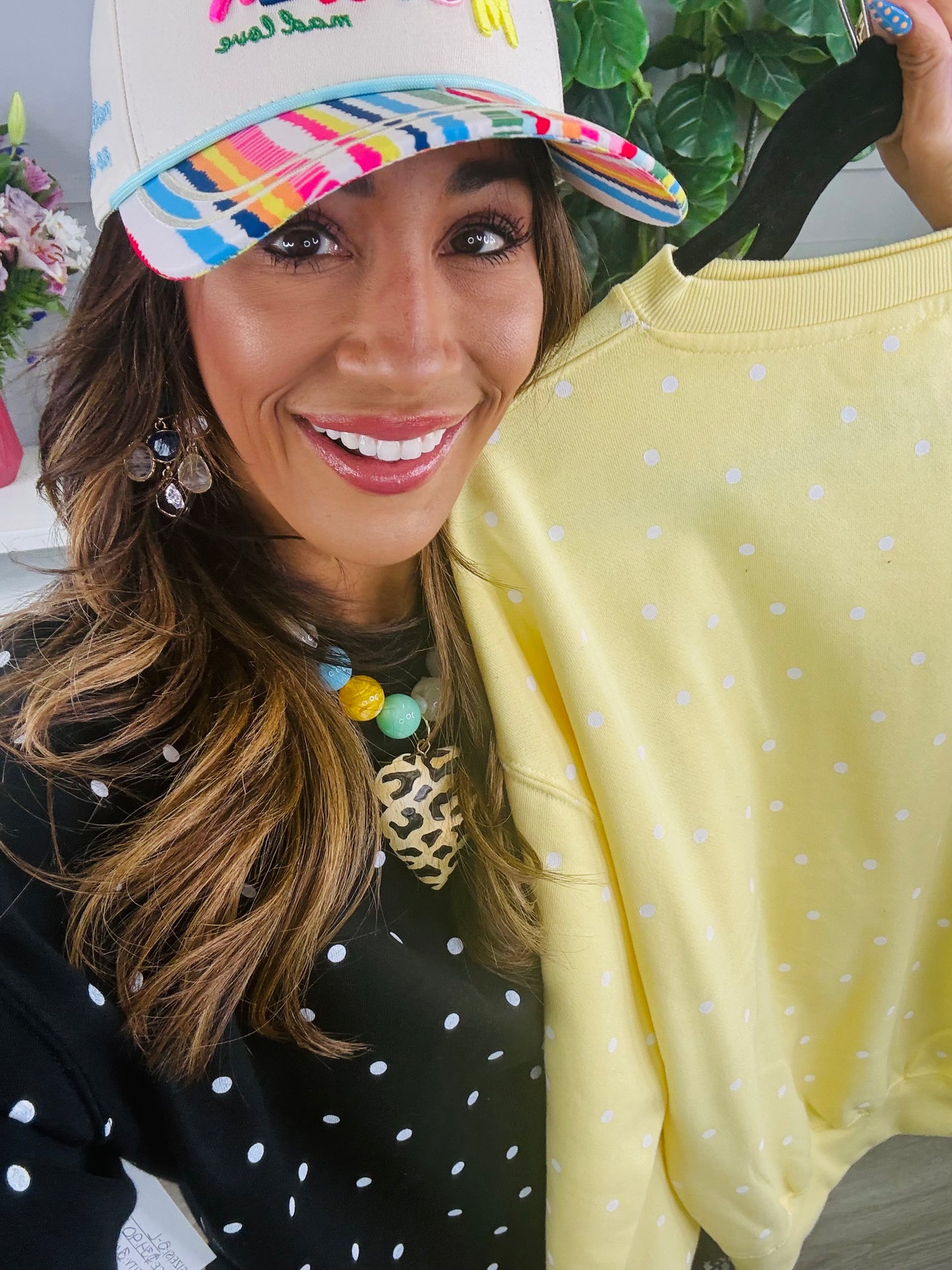 Polka Dot Fleece Lined Sweatshirt (Reg.) - 2 Colors