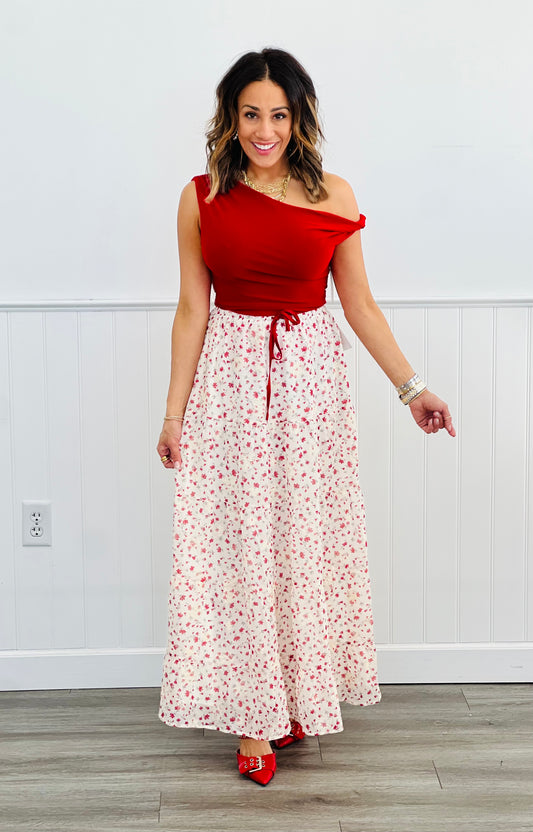 Floral Fields Tiered Maxi Skirt (Reg & Plus)