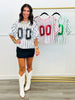 Striped Sequin Number Patch Boxy Top (Reg.)-3 Colors
