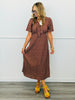 Mocha/Ivory Polka Dot Print Midi Dress (Reg & Plus)