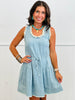 Light Denim Pearl Studded Mini Dress (Reg.)