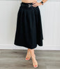 Black Pleated Belted Midi Skirt (Reg.)