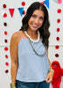 Dusty Blue Contrast Trim Tank Top (Reg.)