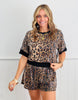 Leopard Sequin Short Sleeve Top (Reg. and Plus) - 2 Colors