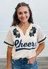 Beige Floral Patch & Lace Cheers Tee Top (Reg & Plus)