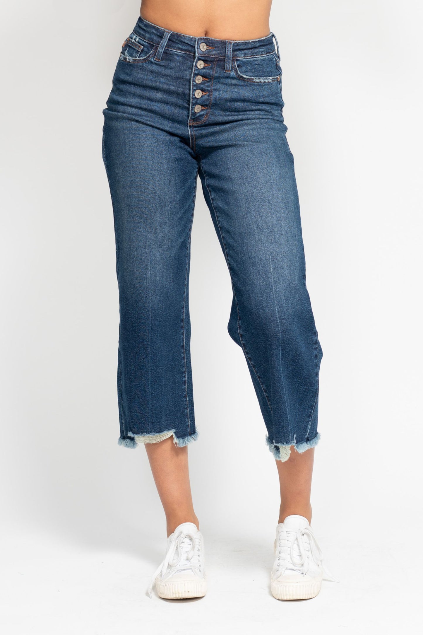 Judy Blue On The Fly Cropped Wide Leg Jeans  (Reg. and Plus)