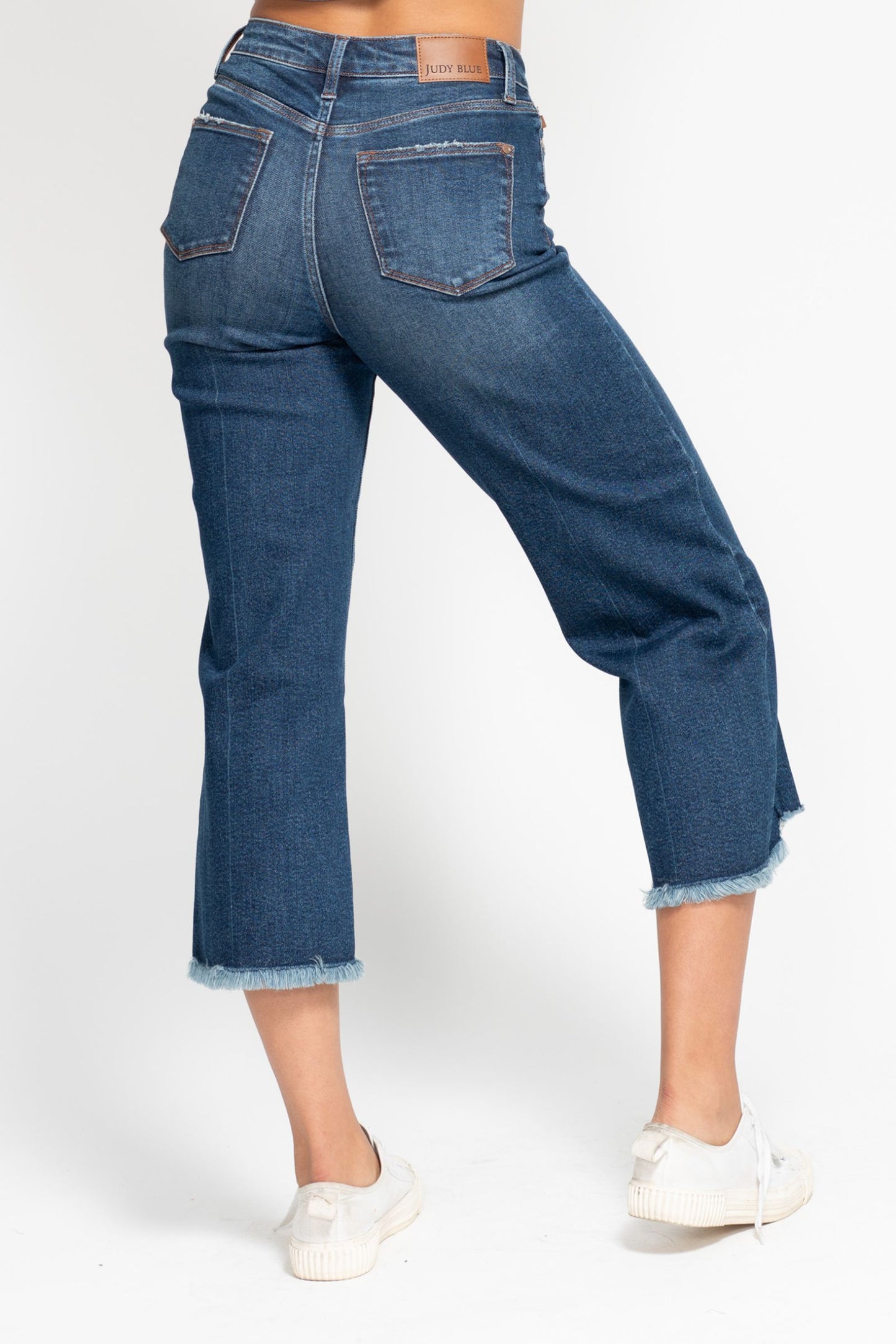 Judy Blue On The Fly Cropped Wide Leg Jeans  (Reg. and Plus)