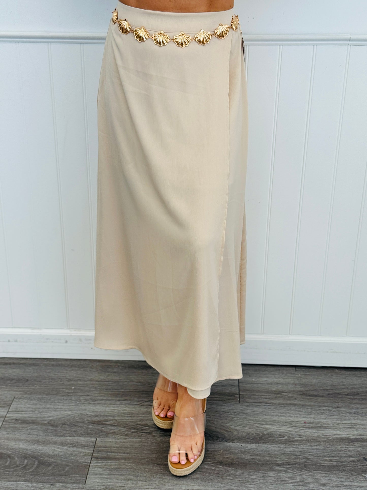 Champagne Crop Top Maxi Skirt Set (Reg.)