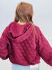 Dark Cherry Quilted Quarter Zip Up Hoodie Jacket (Reg.)