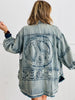 Denim Peace Sign Patch Shacket (Reg.)