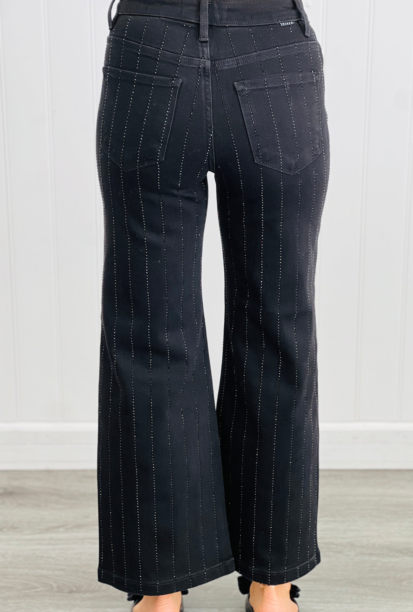 Risen Black Rhinestone Stripes Jeans (Reg & Plus)