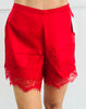 Red Satin Lace Trim Shorts (Reg. and Plus)