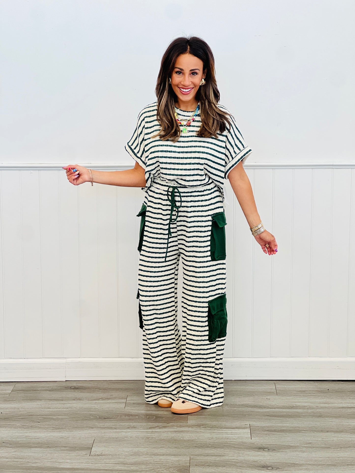 Textured Stripe Dolman Sleeve Top (Reg.)-2 Colors