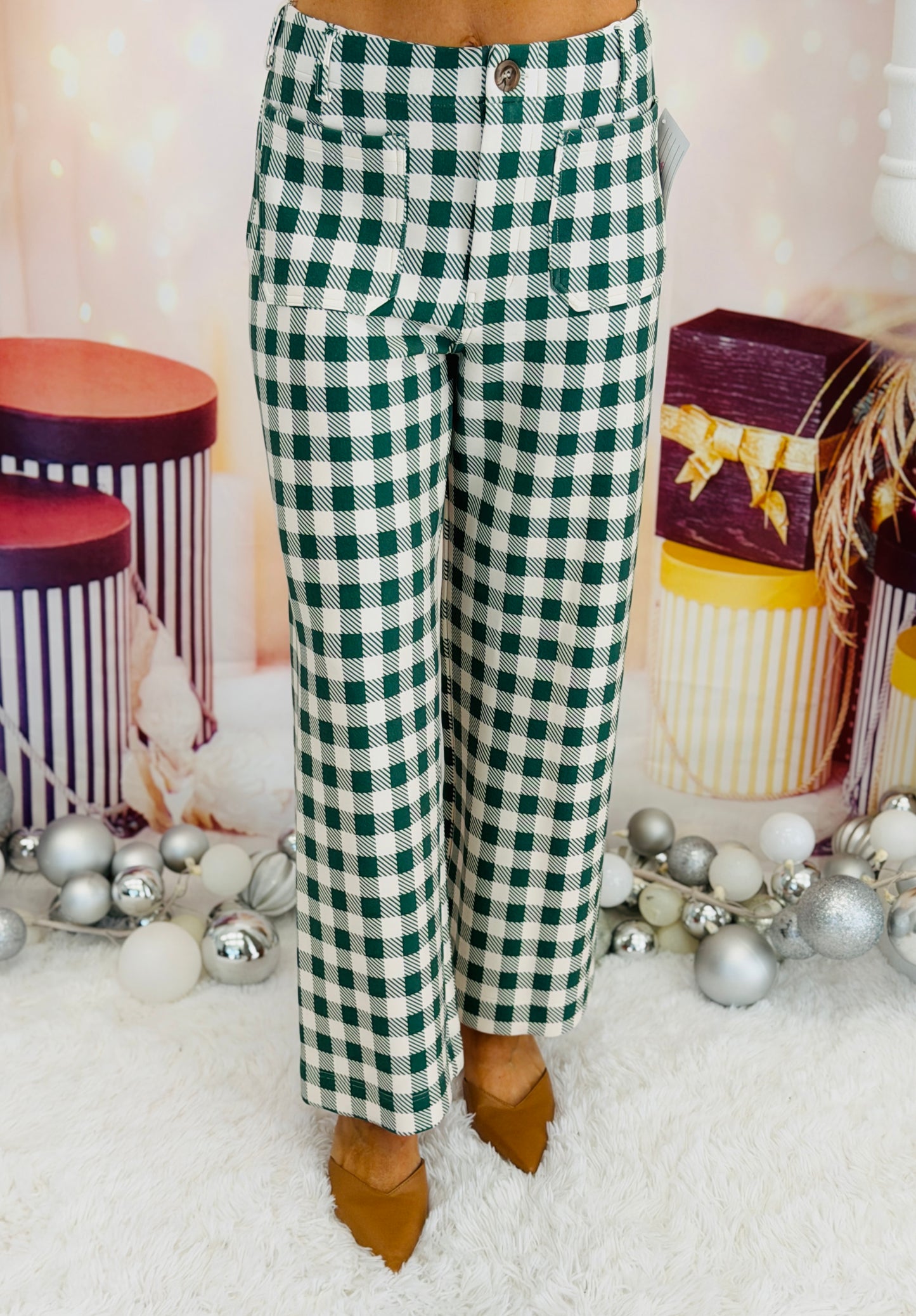 Gingham Wide Leg Pants (Reg.) - 2 Colors
