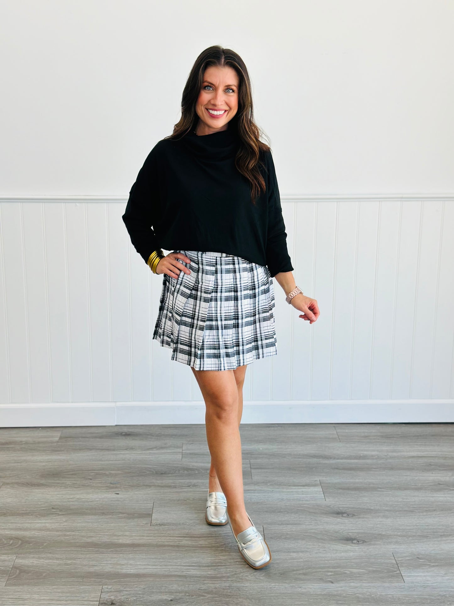 Plaid Pleated Mini Skirt (Reg. & Plus)-2 Colors