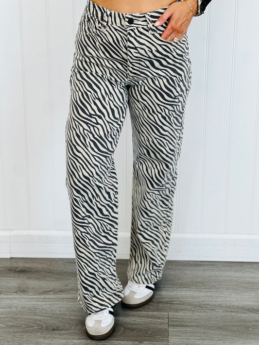 Zebra Print Vintage Straight Jeans (Reg.)