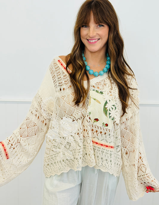 POL Exquisite Natural Oversized Sweater Top (Reg.)