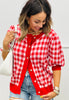 Red White Gingham Cardigan (Reg.)