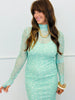 Sage Polka Dot Mesh Maxi Dress (Reg & Plus)