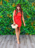 Orange Stripe Ruffle Neck Mini Dress (Reg.)