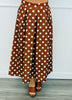Brown Polka Dot High Waist Midi Skirt (Reg & Plus)