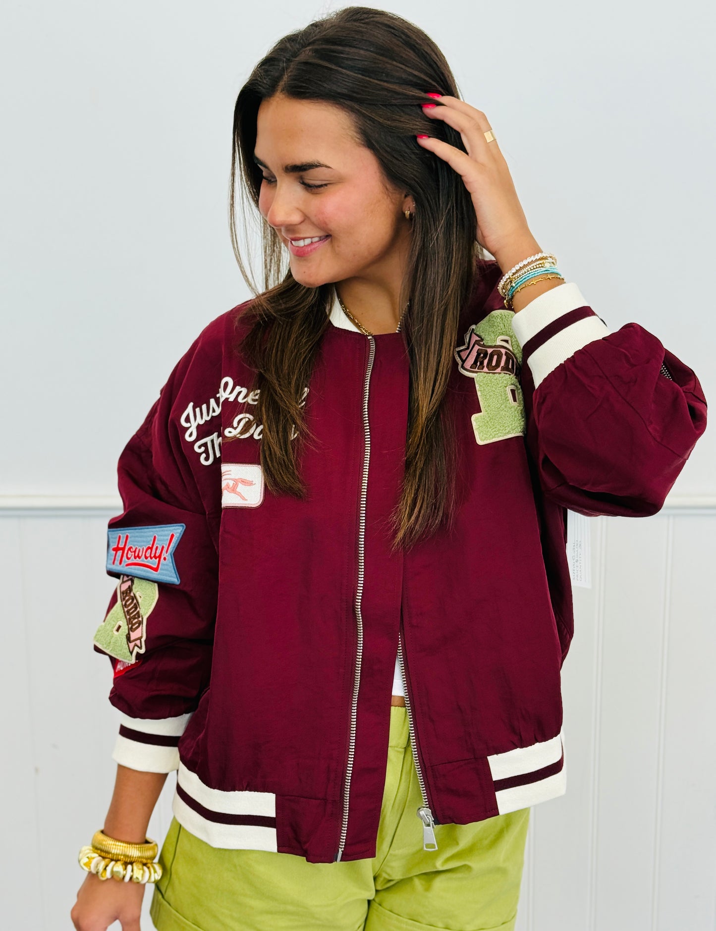 Plum Just One Of Them Days Bomber Jacket (Reg & Plus)