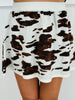 Queen Of Sparkles White & Brown Cow Print Skirt (Reg. & Plus)