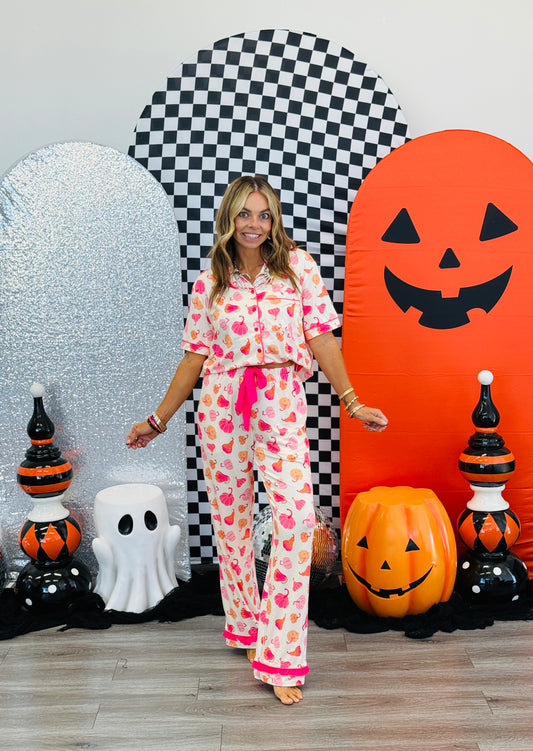 Blushing Pumpkins Ruffle Pajama Set (Reg & Plus)