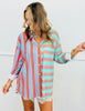 Mint Green Color Block Striped Shirt (Reg & Plus)
