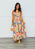 White Multi Floral Print Strappy Midi Dress (Reg.)