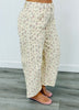 Cream Ditzy Maroon Barrel Pants (Reg. and Plus)