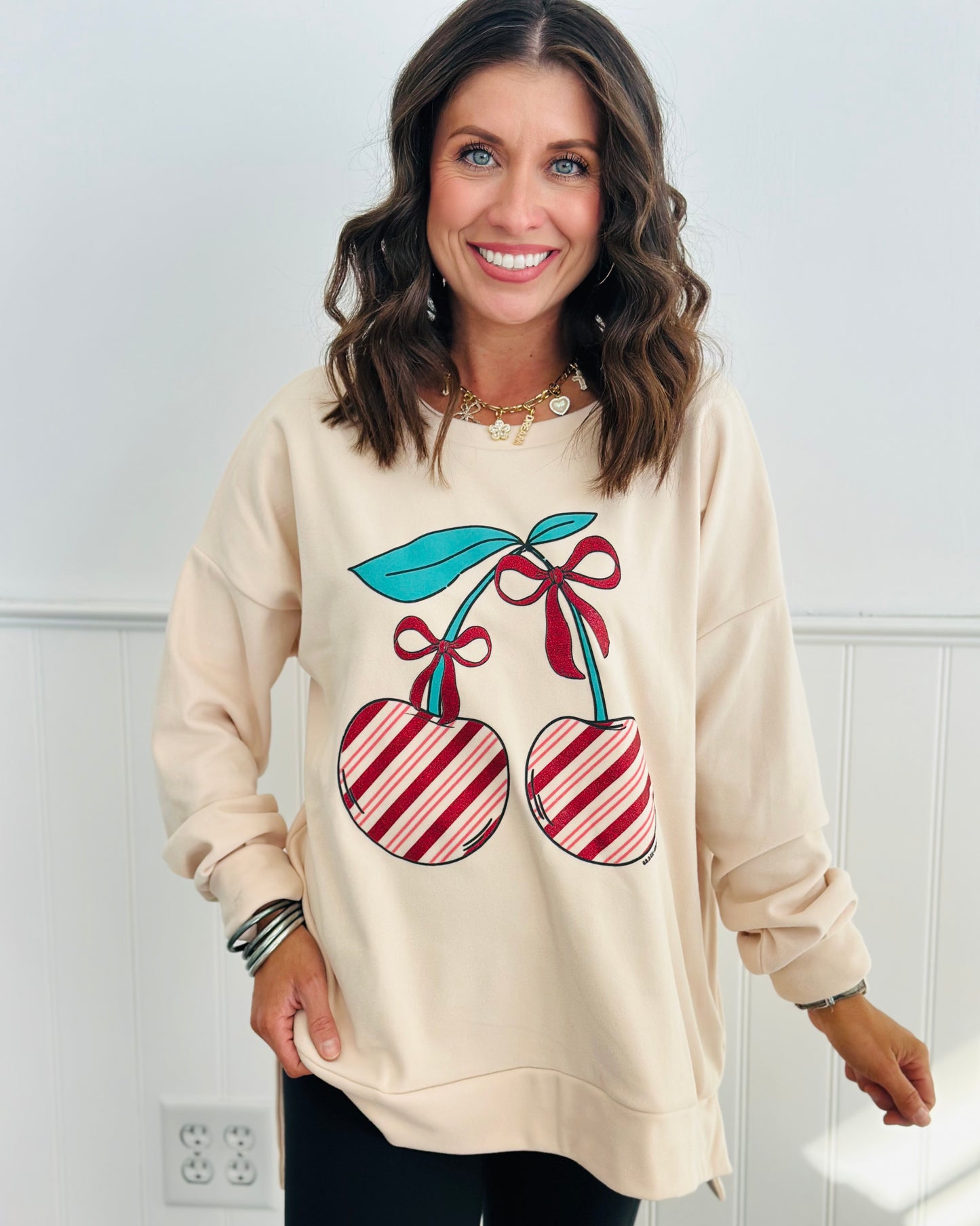 Christmas Cherries Fleece Sweatshirt (Reg. and Plus)