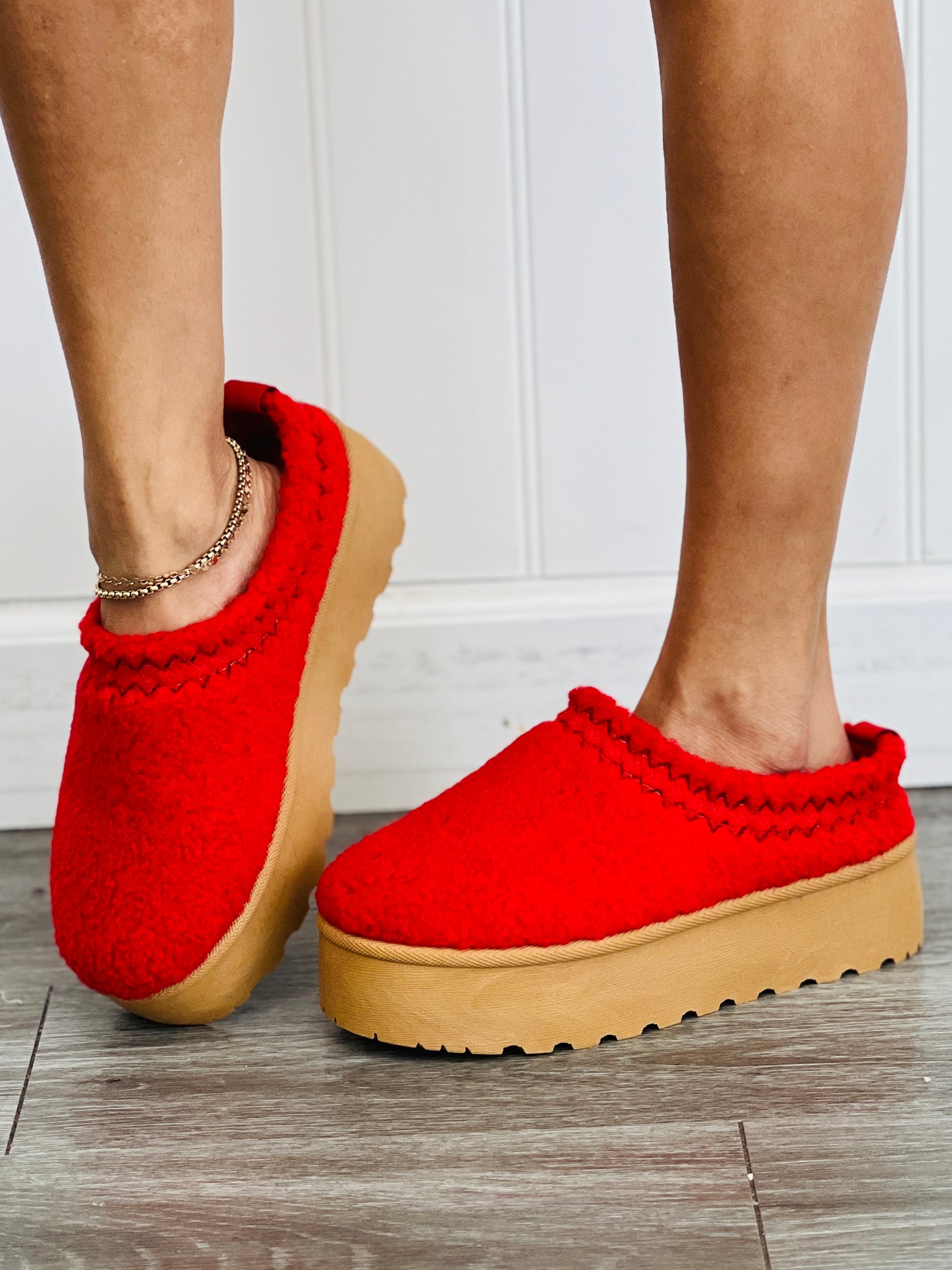 Red Comfort Zone Slip On Platform Flats