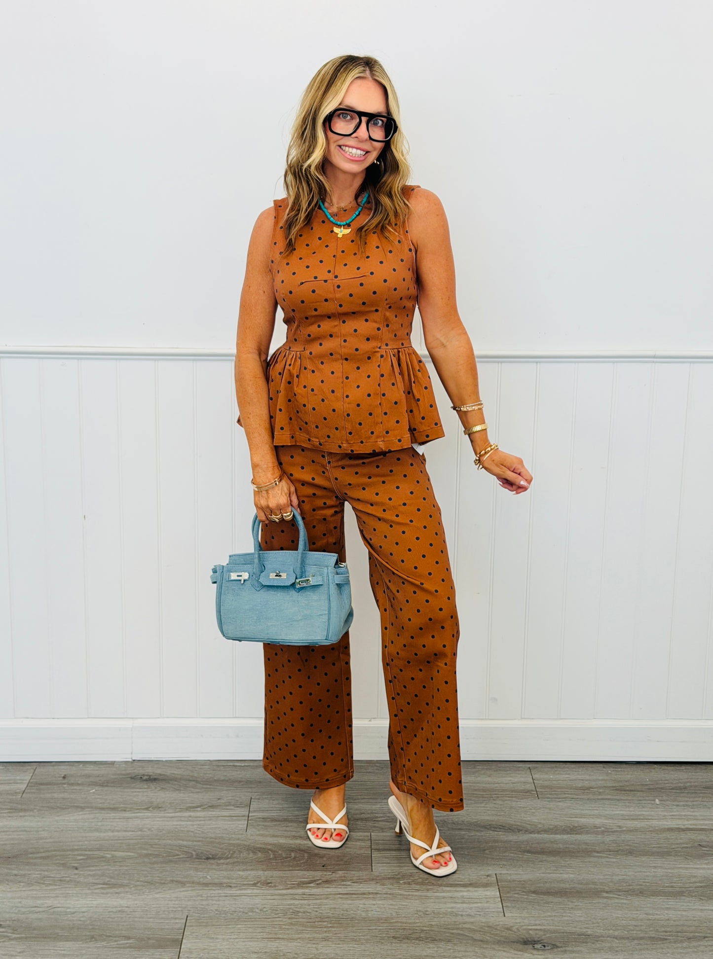 Polka Dot Peplum Top (Reg.) - 4 Colors