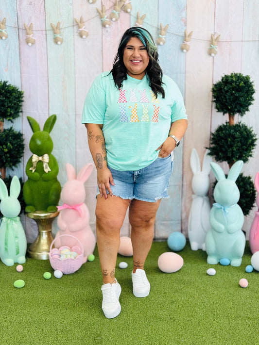 Checkered Easter Bunnies Graphic Tee (Reg. and Plus)