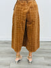 Bronze Wide Leg Plaid Culotte Pants (Reg. and Plus)