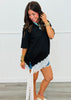 Black/White Lace Detail Short Sleeve Top (Reg. and Plus)