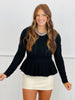 Pearl Detail Neckline Long Sleeve Top (Reg.) - 3 Colors