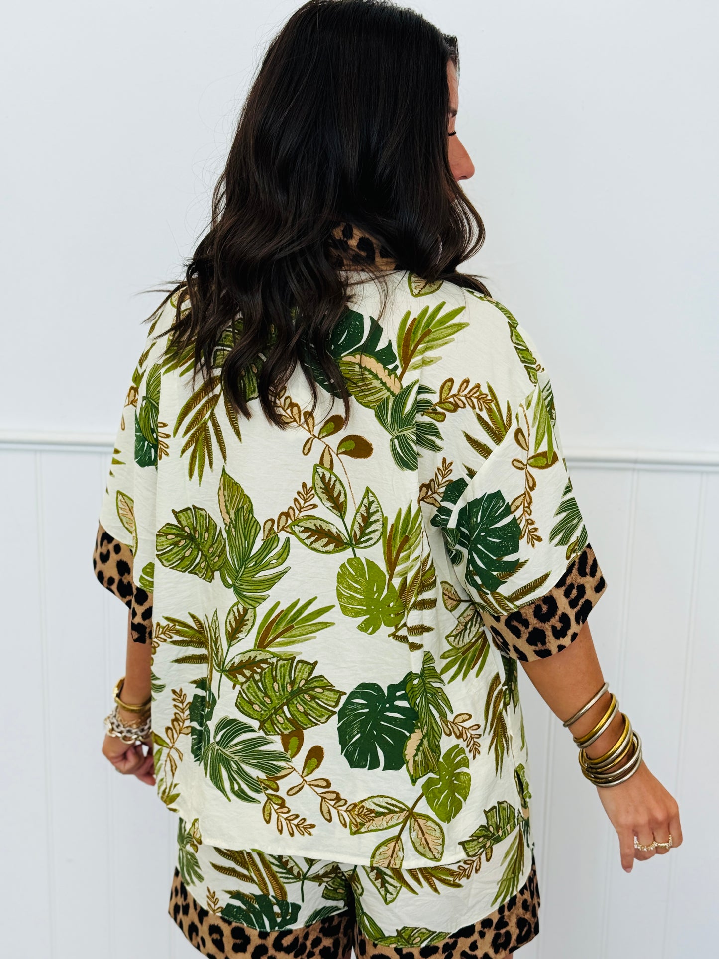 Mixed Print Matching Top & Shorts Set (Reg. & Plus)