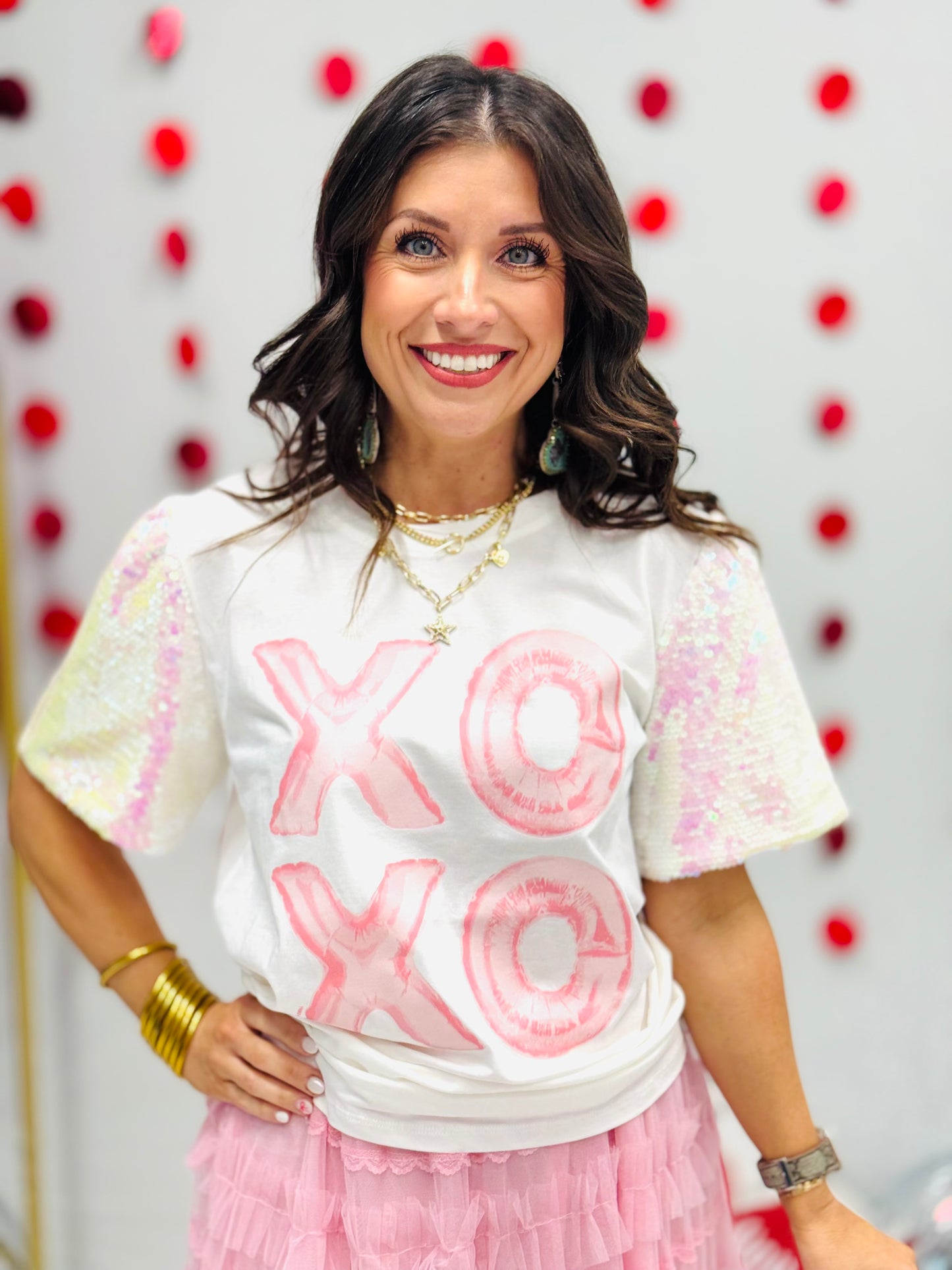 XOXO Sequin Sleeves Top (Reg. and Plus)