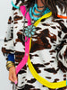 Queen Of Sparkles White & Brown Cow Print Cardigan (Reg. & Plus)
