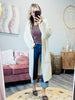 Cream Longline Waffle Knit Cardigan (Reg.)