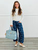 Textured Flower Power Barrel Jeans (Reg & Plus)