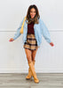 Khaki Brown Plaid Front Wrap Mini Skort (Reg.)